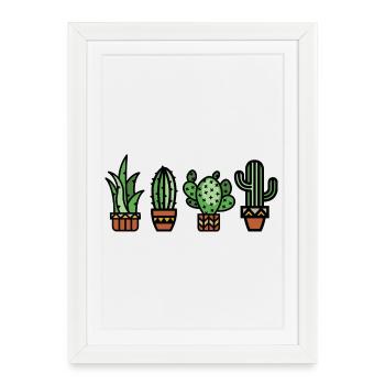 Cactus houseplant comic color botany love - Framed poster (27 × 37 cm) - white - Front