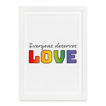 T-shirt LGBT Arc-en-ciel, tout le monde mérite de l’amour - Affiche encadrée (27 × 37 cm) - blanc - Devant