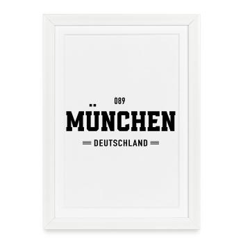 089 Muenchen Deutschland - Gerahmtes Poster (27 × 37 cm) - Weiß - Vorne