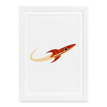Fusée spatiale rouge - Affiche encadrée (27 × 37 cm) - blanc - Devant