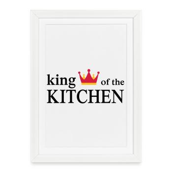 Tablier de cuisine drôle pour hommes - Affiche encadrée (27 × 37 cm) - blanc - Devant
