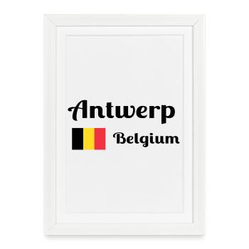 Anvers, Belgique - Imprimés élégants - Affiche encadrée (27 × 37 cm) - blanc - Devant