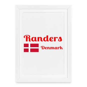 Randers Danemark - Imprimés élégants - Affiche encadrée (27 × 37 cm) - blanc - Devant