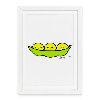 Edamame Happytee.nl - Affiche encadrée (27 × 37 cm) - blanc - Devant