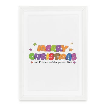 Joyeux Noël et paix dans le monde - Affiche encadrée (27 × 37 cm) - blanc - Devant