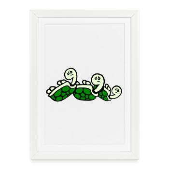 3 turtles back tipped over lying sad - Framed poster (27 × 37 cm) - white - Front
