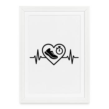 Running Heart Chaussure Chronomètre Piste - Affiche encadrée (27 × 37 cm) - blanc - Devant