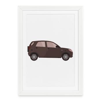 Auto - Gerahmtes Poster (27 × 37 cm) - Weiß - Vorne