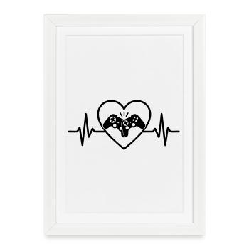 Controller Heart Gamer Love Video Games - Framed poster (27 × 37 cm) - white - Front
