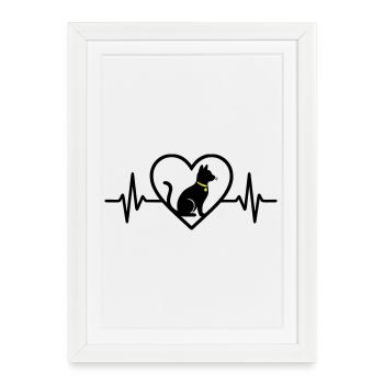 Cat Heart Silhouette Cute Pet Lover Gift - Framed poster (27 × 37 cm) - white - Front