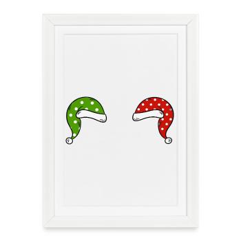 Lustige Weihnachtsmütze - Gerahmtes Poster (27 × 37 cm) - Weiß - Vorne