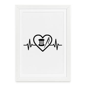 Heart + Sewing – Sewing Passion - Framed poster (27 × 37 cm) - white - Front