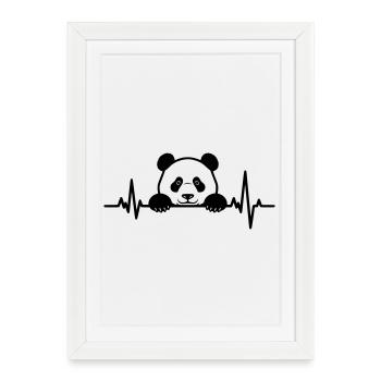 Style ligne Heartbeat de Panda mignonne - Affiche encadrée (27 × 37 cm) - blanc - Devant