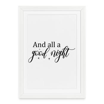 Good Night Script with Stars - Framed poster (27 × 37 cm) - white - Front