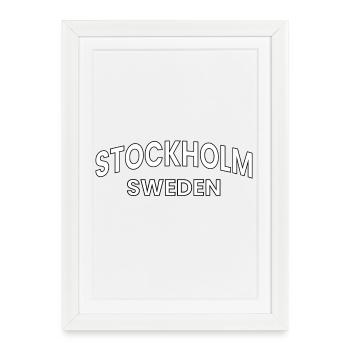 Conception de texte Stockholm – Suède - Affiche encadrée (27 × 37 cm) - blanc - Devant