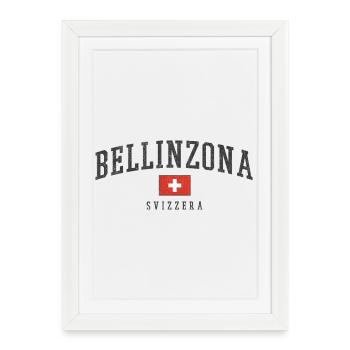 Bellinzona Switzerland Design with Cross Motif - Framed poster (27 × 37 cm) - white - Front
