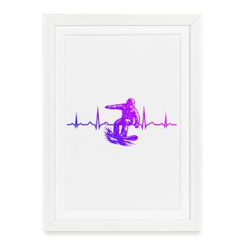 Snowboard court et transparent - Affiche encadrée (27 × 37 cm) - blanc - Devant