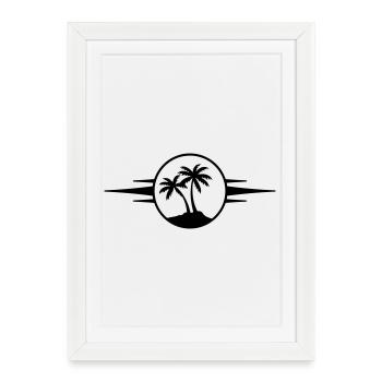 Icône du palmier de l’île - Affiche encadrée (27 × 37 cm) - blanc - Devant
