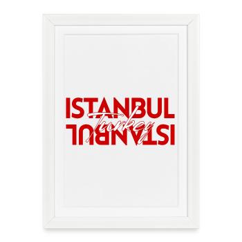 Art typographique en miroir moderne d’Istanbul Turquie - Affiche encadrée (27 × 37 cm) - blanc - Devant