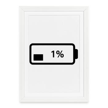 Battery symbol charge level 1% - Framed poster (27 × 37 cm) - white - Front