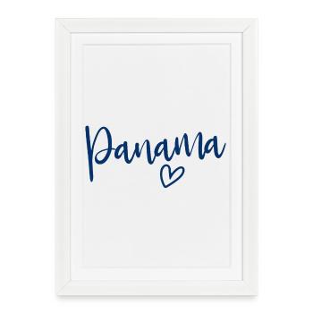 Panama Heart Women’s Love Panama - Affiche encadrée (27 × 37 cm) - blanc - Devant