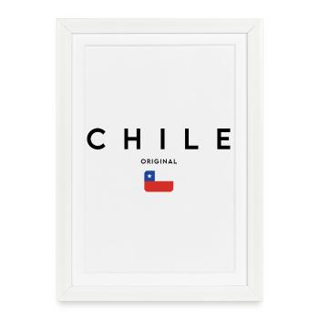 Fierté chilienne, design minimaliste et élégant - Affiche encadrée (27 × 37 cm) - blanc - Devant