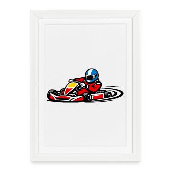 Pilote de kart de course rouge dans les sports de vitesse - Affiche encadrée (27 × 37 cm) - blanc - Devant