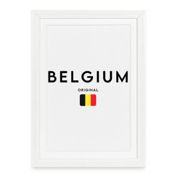 Drapeau belge, design minimaliste élégant - Affiche encadrée (27 × 37 cm) - blanc - Devant