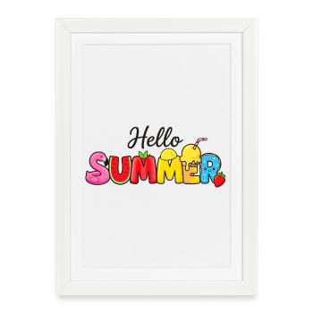 Hello Summer Frutti Letters - Affiche encadrée (27 × 37 cm) - blanc - Devant