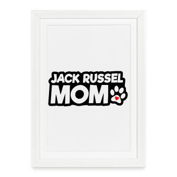 Maman Jack Russel avec accent patte et cœur rouge - Affiche encadrée (27 × 37 cm) - blanc - Devant