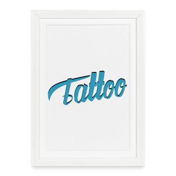 Tattoo Script in Teal - Framed poster (27 × 37 cm) - white - Front