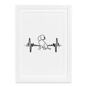 Ligne cardiaque ECG chiot - Affiche encadrée (27 × 37 cm) - blanc - Devant
