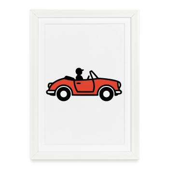 Cabriolet Sport Car Italie Voiture de vacances - Affiche encadrée (27 × 37 cm) - blanc - Devant