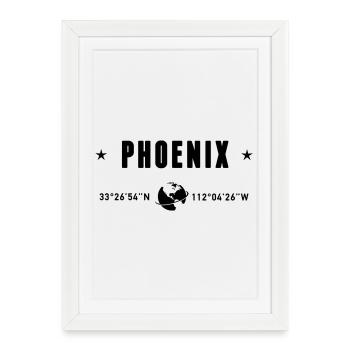 Phoenix, Arizona, coordonnées : planète Terre - Affiche encadrée (27 × 37 cm) - blanc - Devant