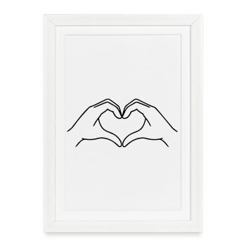 Heart Hands Line Art | K-Pop Love - Framed poster (27 × 37 cm) - white - Front
