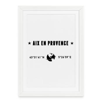 Aix En Provence Coordonnées Globe - Affiche encadrée (27 × 37 cm) - blanc - Devant