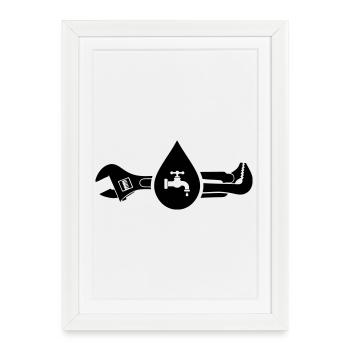 Plumber Tool Water Logo - Framed poster (27 × 37 cm) - white - Front