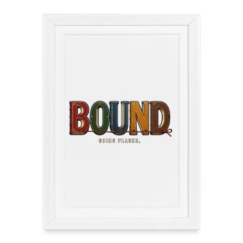 BOUND – Aller loin | Un jeu de mots pour un livre - Affiche encadrée (27 × 37 cm) - blanc - Devant
