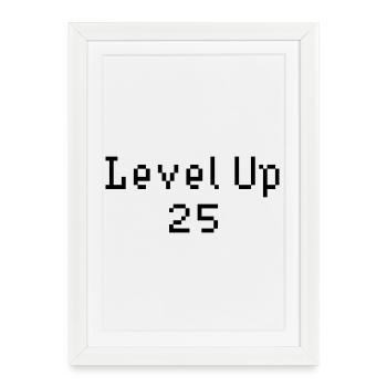 Level Up - 25e anniversaire - Affiche encadrée (27 × 37 cm) - blanc - Devant