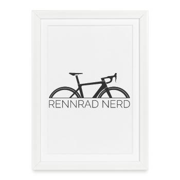 Vélo de route Nerd Vélo Stage Tour Logo Symbole de course - Affiche encadrée (27 × 37 cm) - blanc - Devant