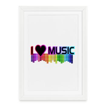 J'aime la musique - Affiche encadrée (27 × 37 cm) - blanc - Devant
