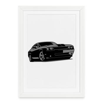 Classic muscle car - Framed poster (27 × 37 cm) - white - Front
