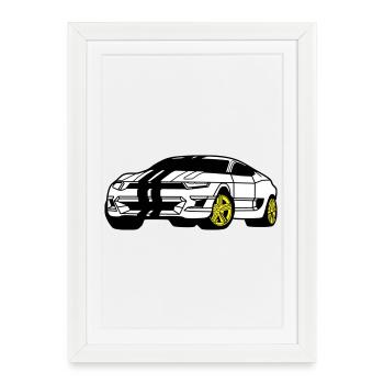 Voiture de sport - Voiture de sport - Coupé - Affiche encadrée (27 × 37 cm) - blanc - Devant