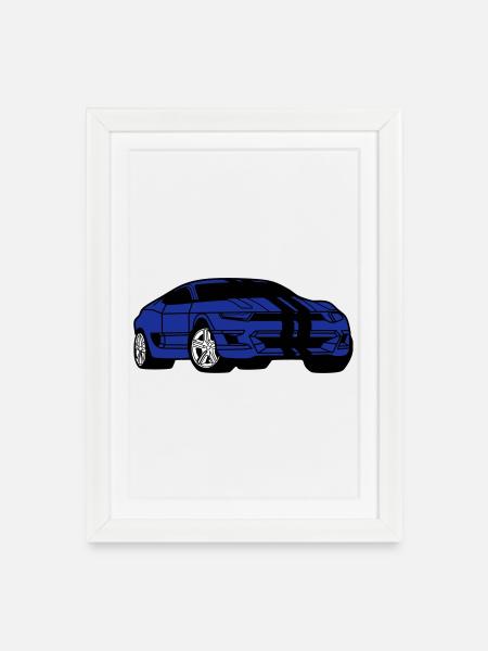 Voiture de sport - Voiture de sport - Coupé - Affiche encadrée (27 × 37 cm) - blanc