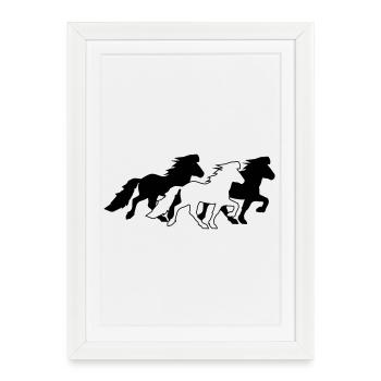 3 noble Icelandic horses in tölt - Framed poster (27 × 37 cm) - white - Front