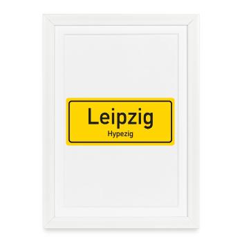 Nom de lieu de Leipzig allemagne - Affiche encadrée (27 × 37 cm) - blanc - Devant