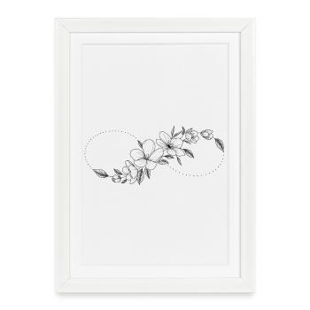 Floral fleur de cerisier et signe de l’infini. - Affiche encadrée (27 × 37 cm) - blanc - Devant