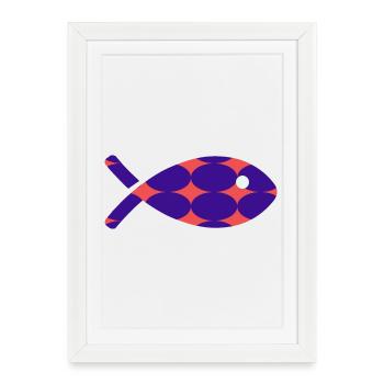 FISH - Framed poster (27 × 37 cm) - white - Front