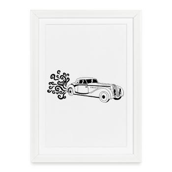 Voiture vintage noire - Affiche encadrée (27 × 37 cm) - blanc - Devant