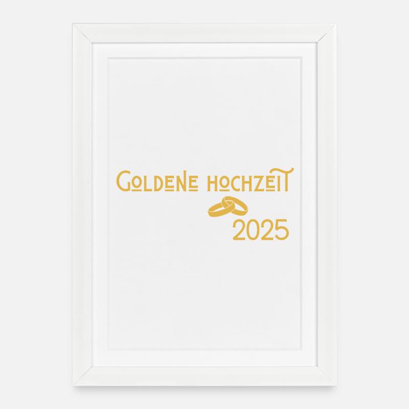 Goldene Hochzeit 2025 mit Ringen Jugendstil - Gerahmtes Poster (27 × 37 cm) - Weiß